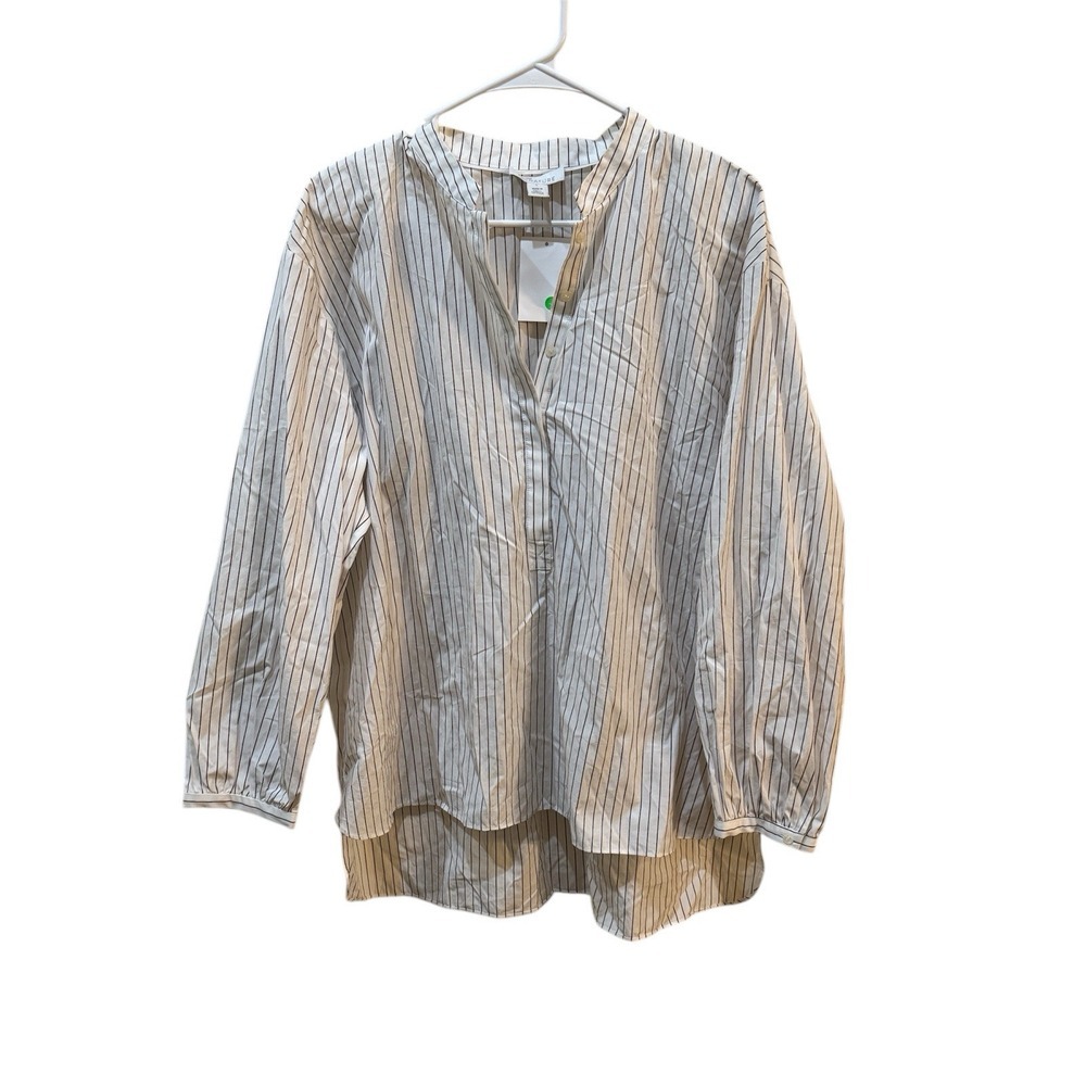 NEW Nordstrom Signature Balloon Sleeve Pin Stripe Popover Dress Shirt Size Large